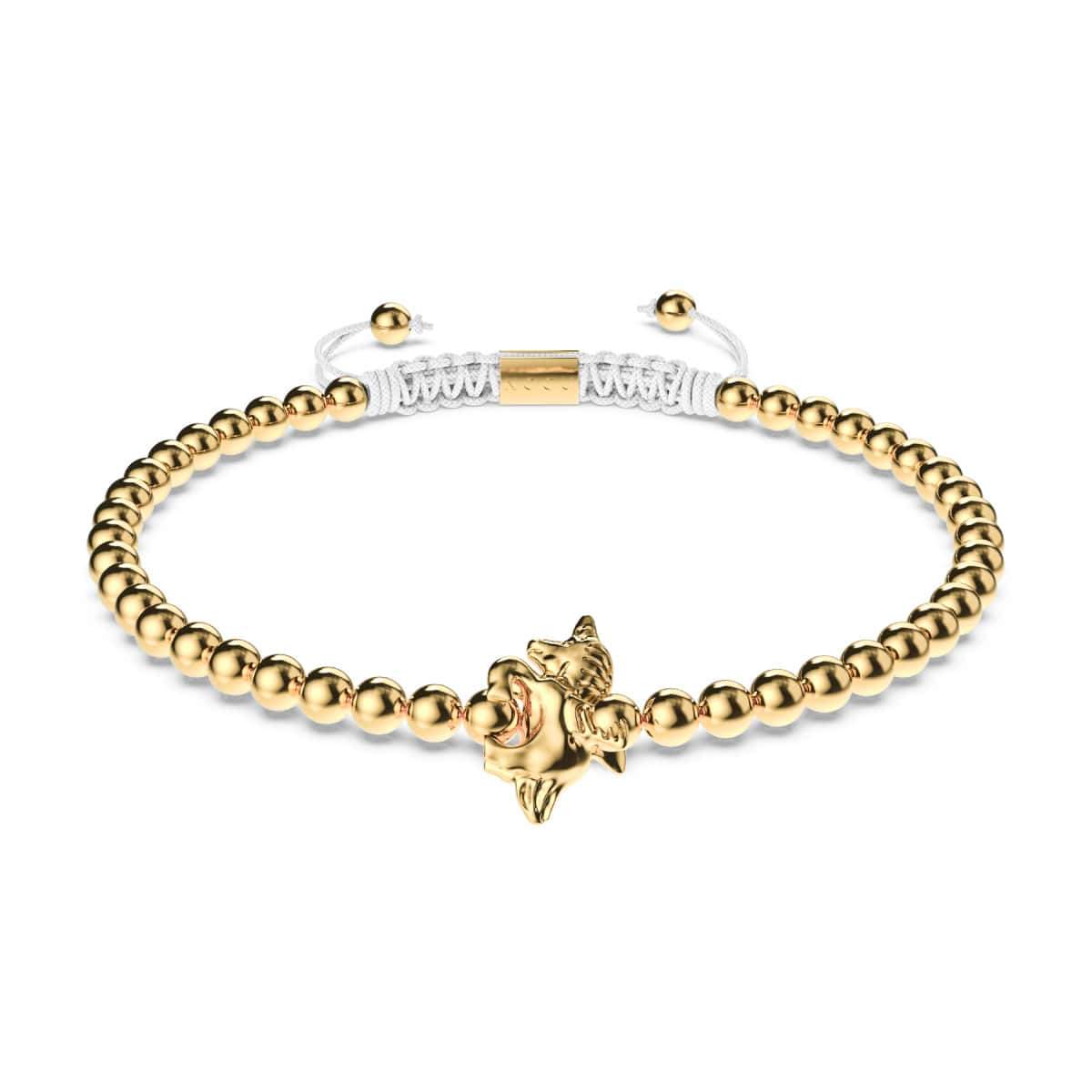 Pégase | Or 18 carats | Bracelet à breloques en macramé licorne ailée